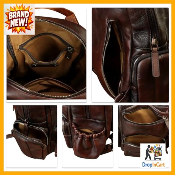 Genuine Leather Sling Backpack Crossbody Daypack Adjustable Strap Multi-Pocket main image 7